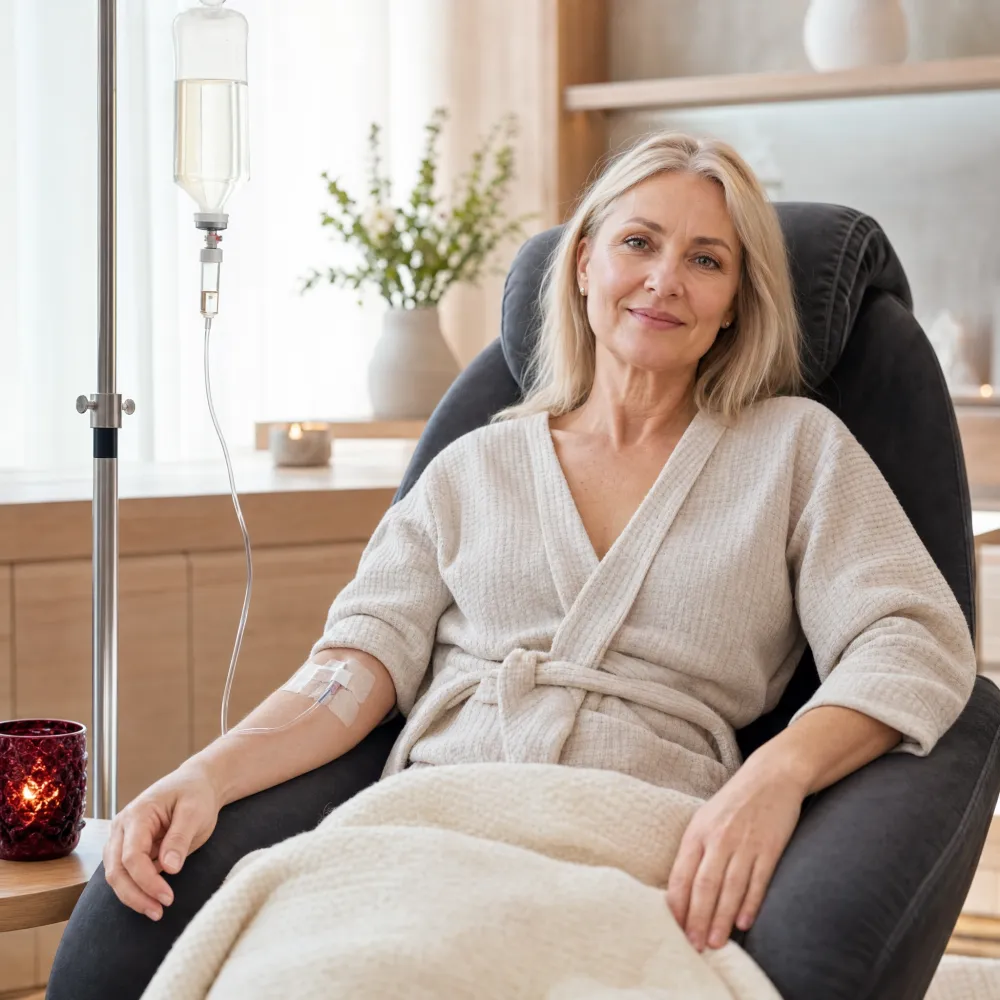 IV wellness drip set up in a calm treatment room at Activate Beauty in Bloor West Village, Toronto