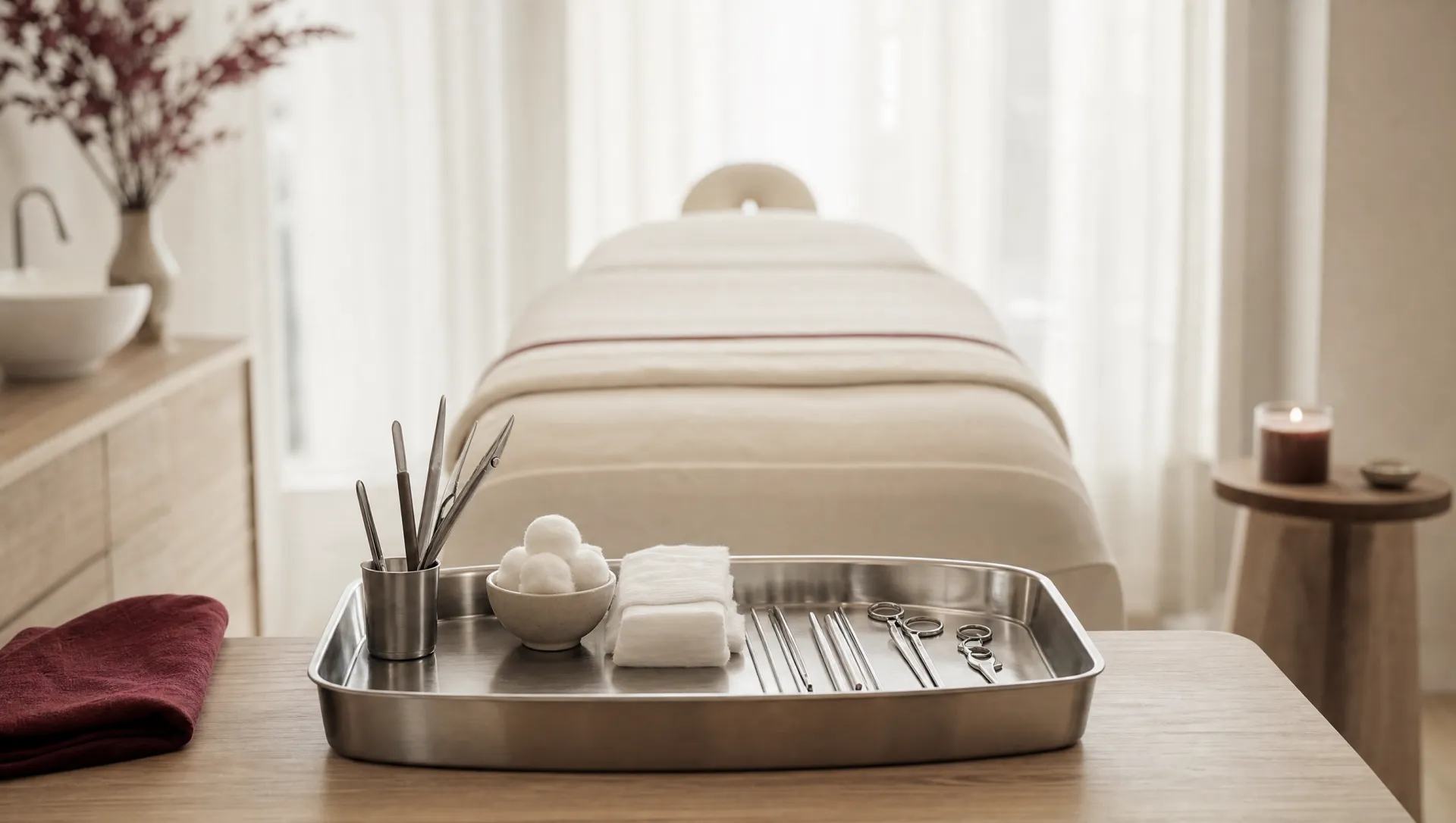 A treatment room set up for teaching at Activate Beauty