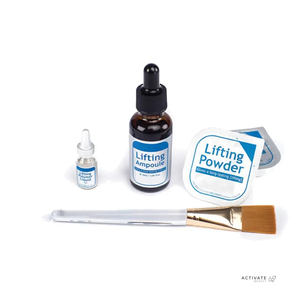Activate Extreme Facelift Pack: a lifting ampoule, a lifting powder pack and an applicator brush.