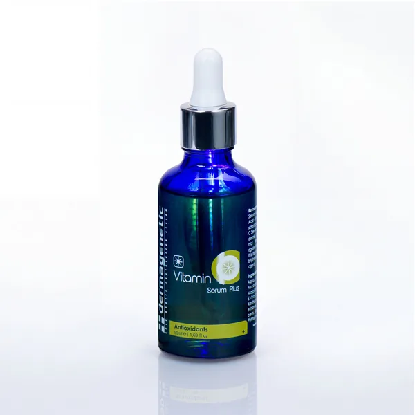 Dermagenetic Vitamin C Serum Plus A.M. blue glass dropper bottle on its own.