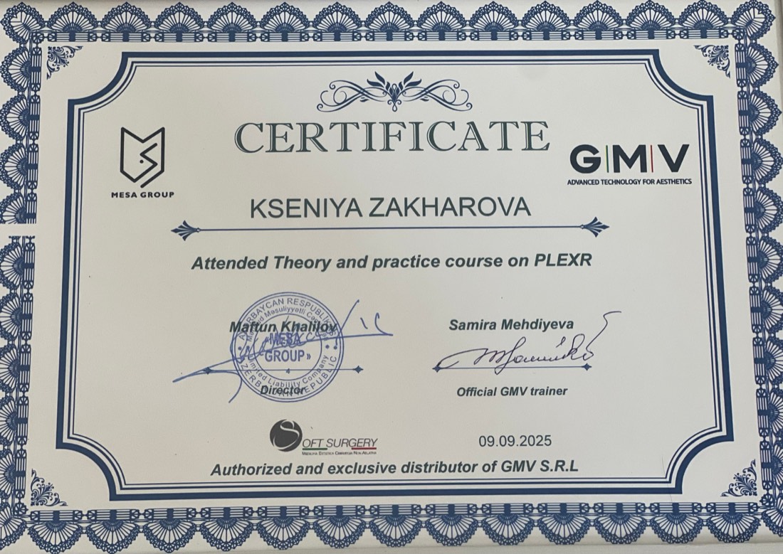 MESA Group GMV certificate — Plexr theory and practice — Kseniya Zakharova